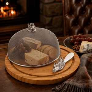 Arthur Court Antler Elk Head 3 Piece Picnic Cheese Board / Spreader