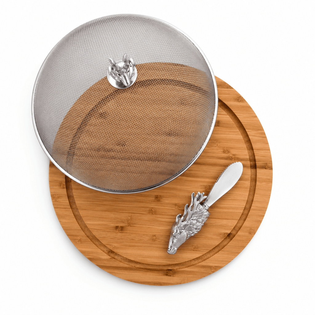 Arthur Court Antler Elk Head 3 Piece Picnic Cheese Board / Spreader