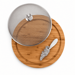 Arthur Court Antler Elk Head 3 Piece Picnic Cheese Board / Spreader