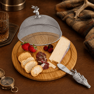 Arthur Court Antler Elk Head 3 Piece Picnic Cheese Board / Spreader