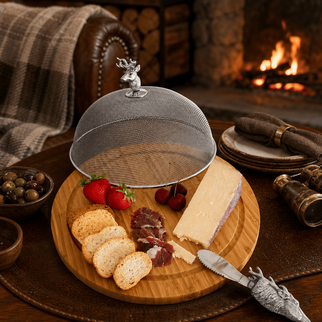 Arthur Court Antler Elk Head 3 Piece Picnic Cheese Board / Spreader