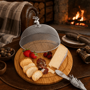 Arthur Court Antler Elk Head 3 Piece Picnic Cheese Board / Spreader