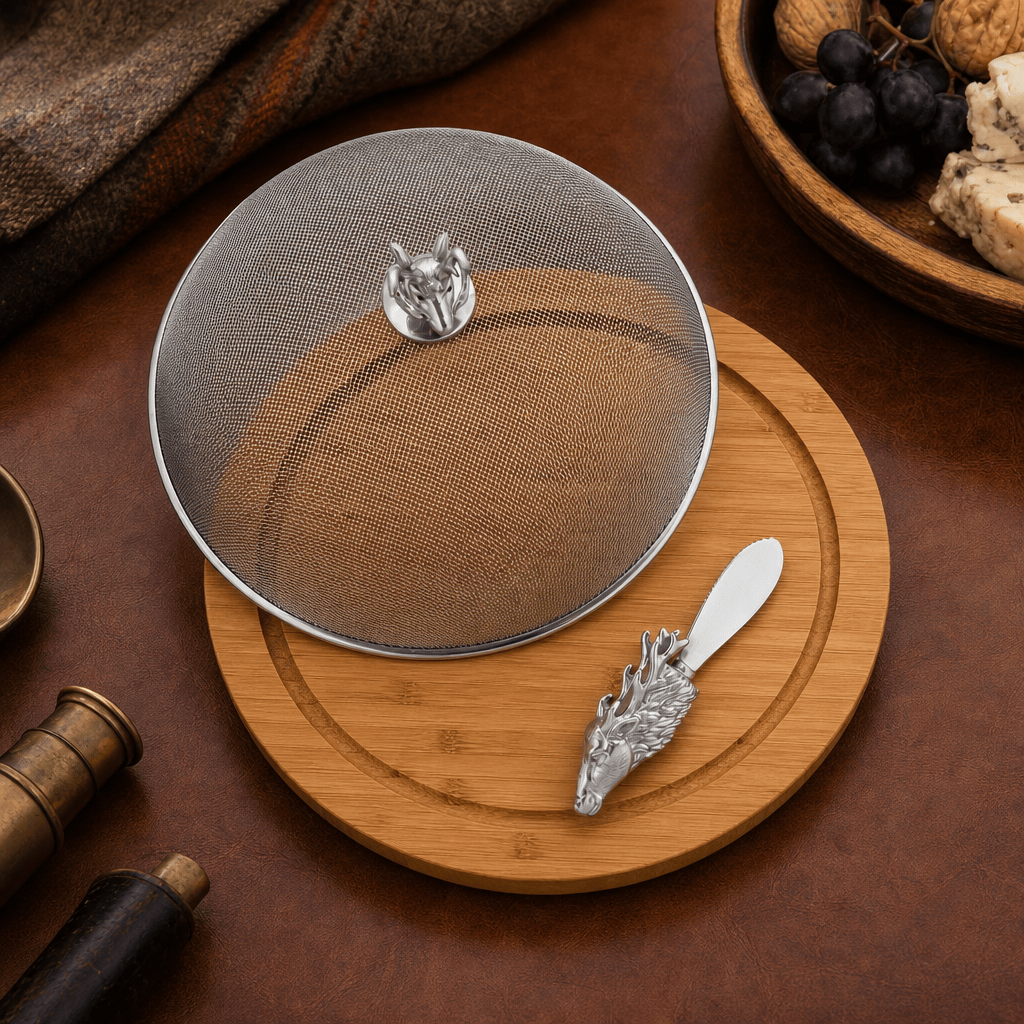 Arthur Court Antler Elk Head 3 Piece Picnic Cheese Board / Spreader