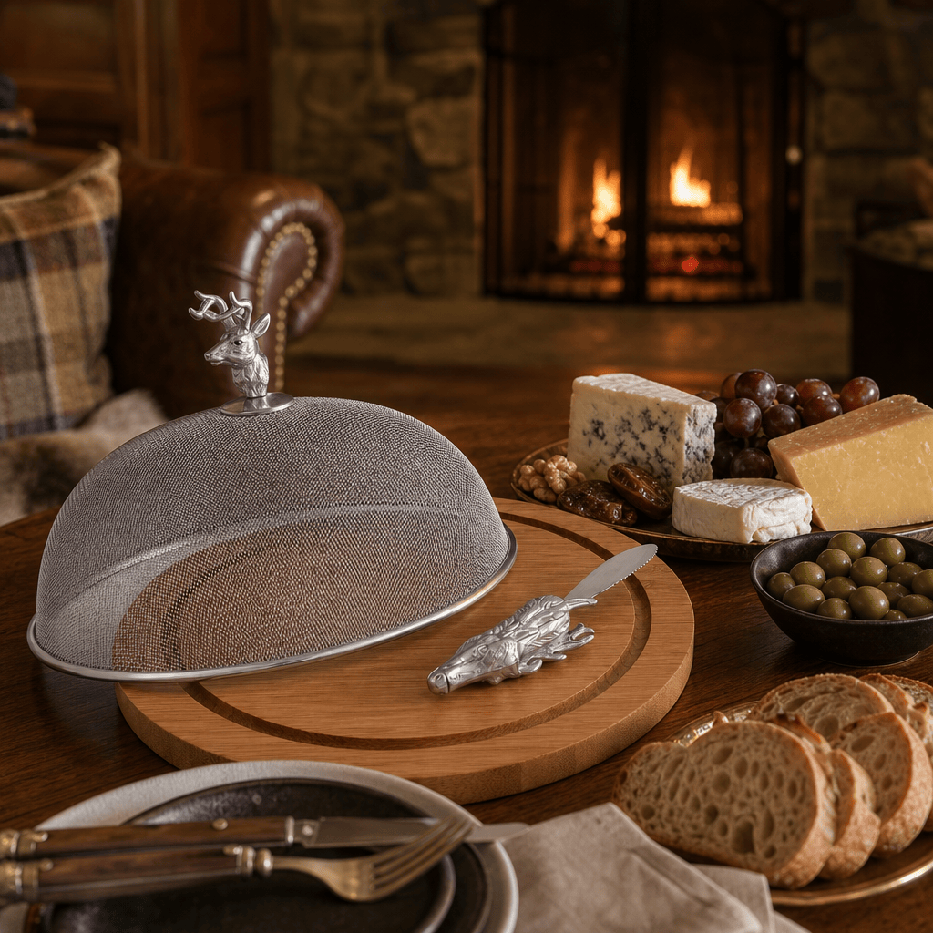 Arthur Court Antler Elk Head 3 Piece Picnic Cheese Board / Spreader