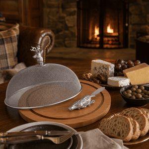 Arthur Court Antler Elk Head 3 Piece Picnic Cheese Board / Spreader