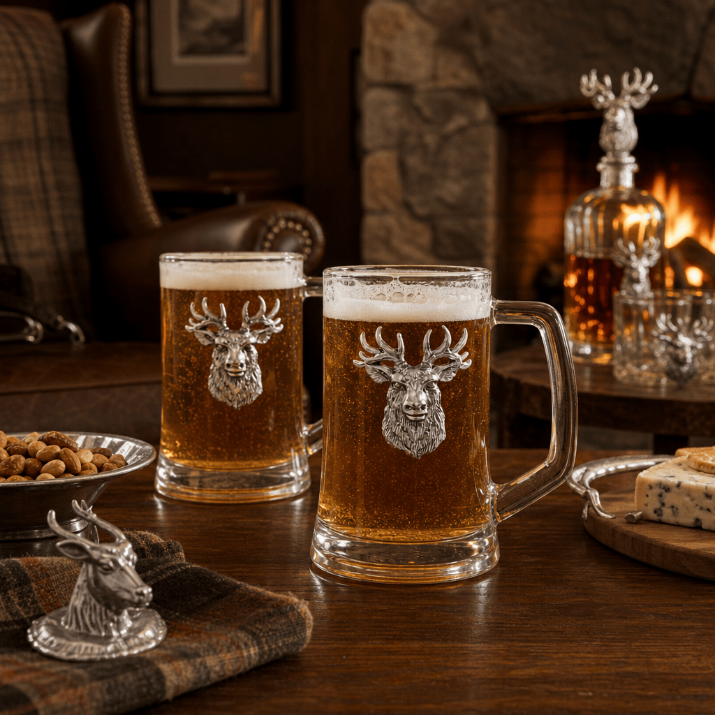 Arthur Court Antler Elk Head Beer Mugs - Set of 2