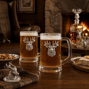 Arthur Court Antler Elk Head Beer Mugs - Set of 2