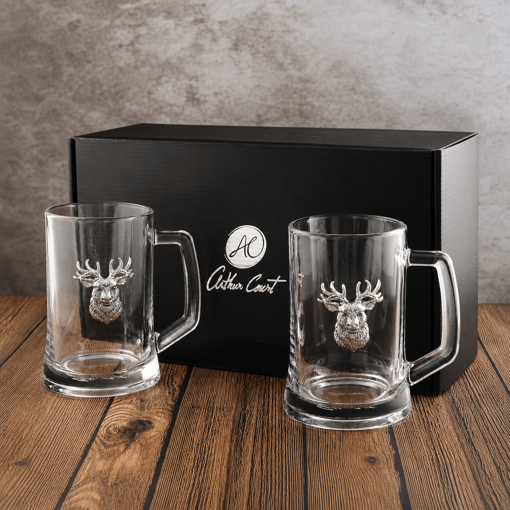 Arthur Court Antler Elk Head Beer Mugs - Set of 2