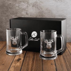 Arthur Court Antler Elk Head Beer Mugs - Set of 2