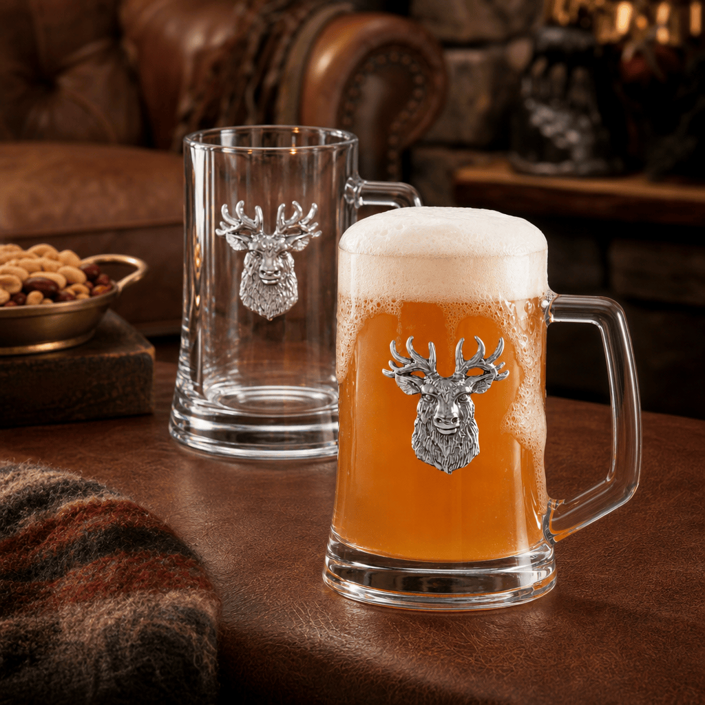 Arthur Court Antler Elk Head Beer Mugs - Set of 2