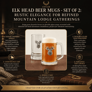 Arthur Court Antler Elk Head Beer Mugs - Set of 2
