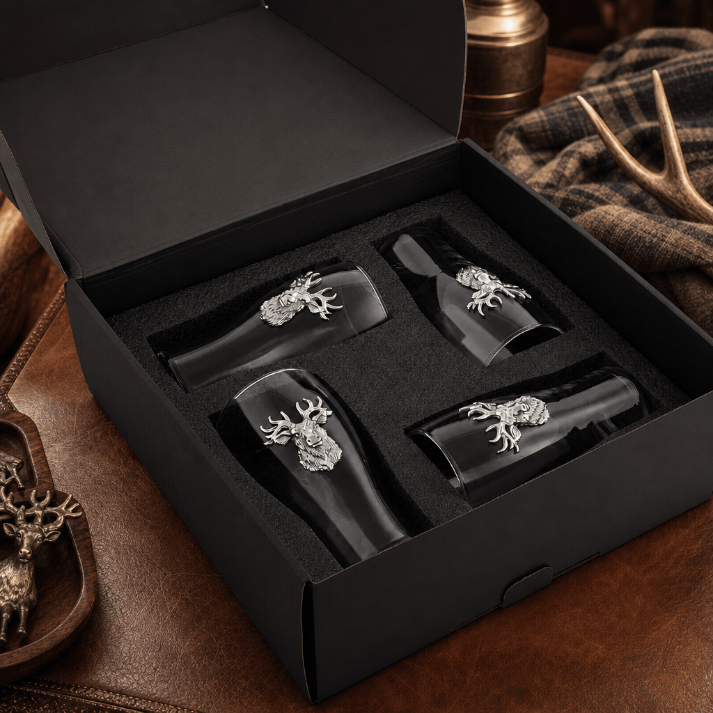 Arthur Court Antler Elk Head Beer Pint Glasses - Set of 4