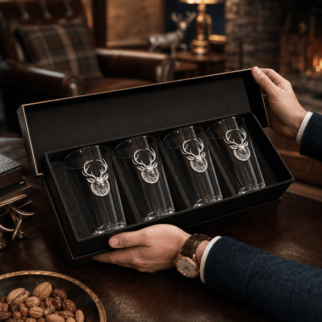 Arthur Court Antler Elk Head Beer Pint Glasses - Set of 4