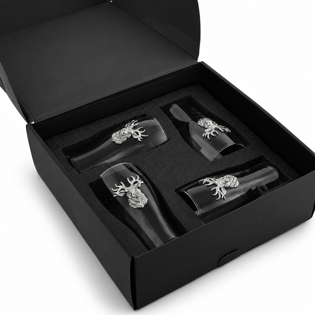 Arthur Court Antler Elk Head Beer Pint Glasses - Set of 4