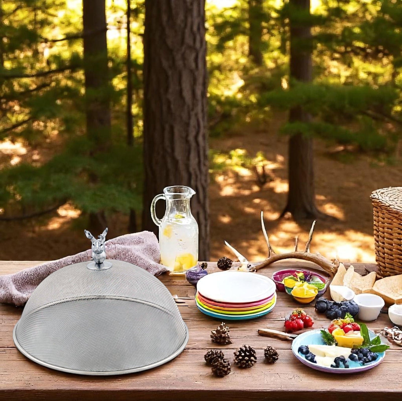 Arthur Court Antler Elk Head Stainless Mesh Picnic Cover