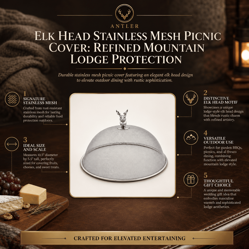Arthur Court Antler Elk Head Stainless Mesh Picnic Cover