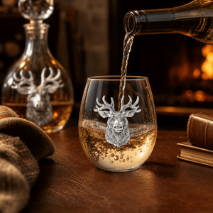 Arthur Court Antler Elk Head Stemless Wine Glasses - Set of 4