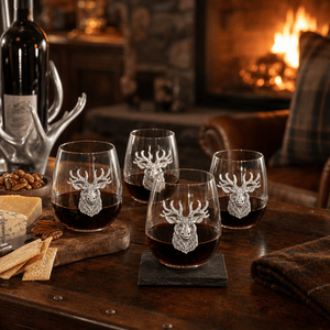 Arthur Court Antler Elk Head Stemless Wine Glasses - Set of 4