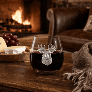 Arthur Court Antler Elk Head Stemless Wine Glasses - Set of 4