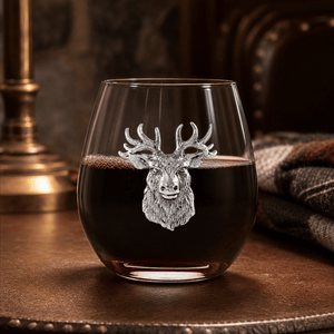 Arthur Court Antler Elk Head Stemless Wine Glasses - Set of 4