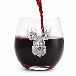 Arthur Court Antler Elk Head Stemless Wine Glasses - Set of 4