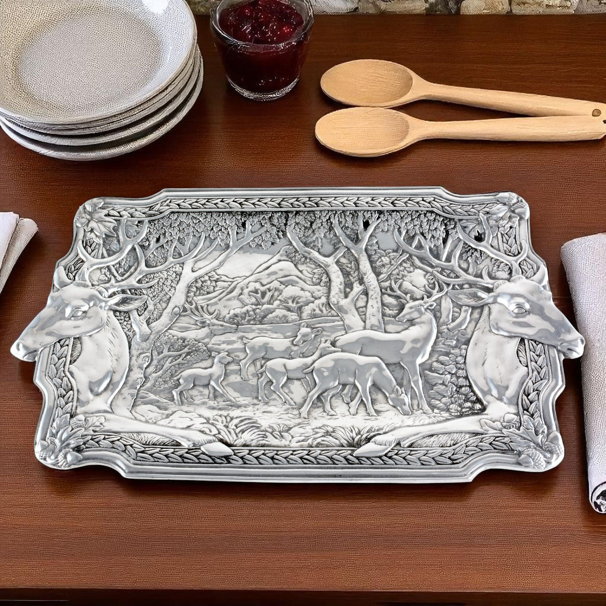 Arthur Court Antler Elk Herd Oblong Tray