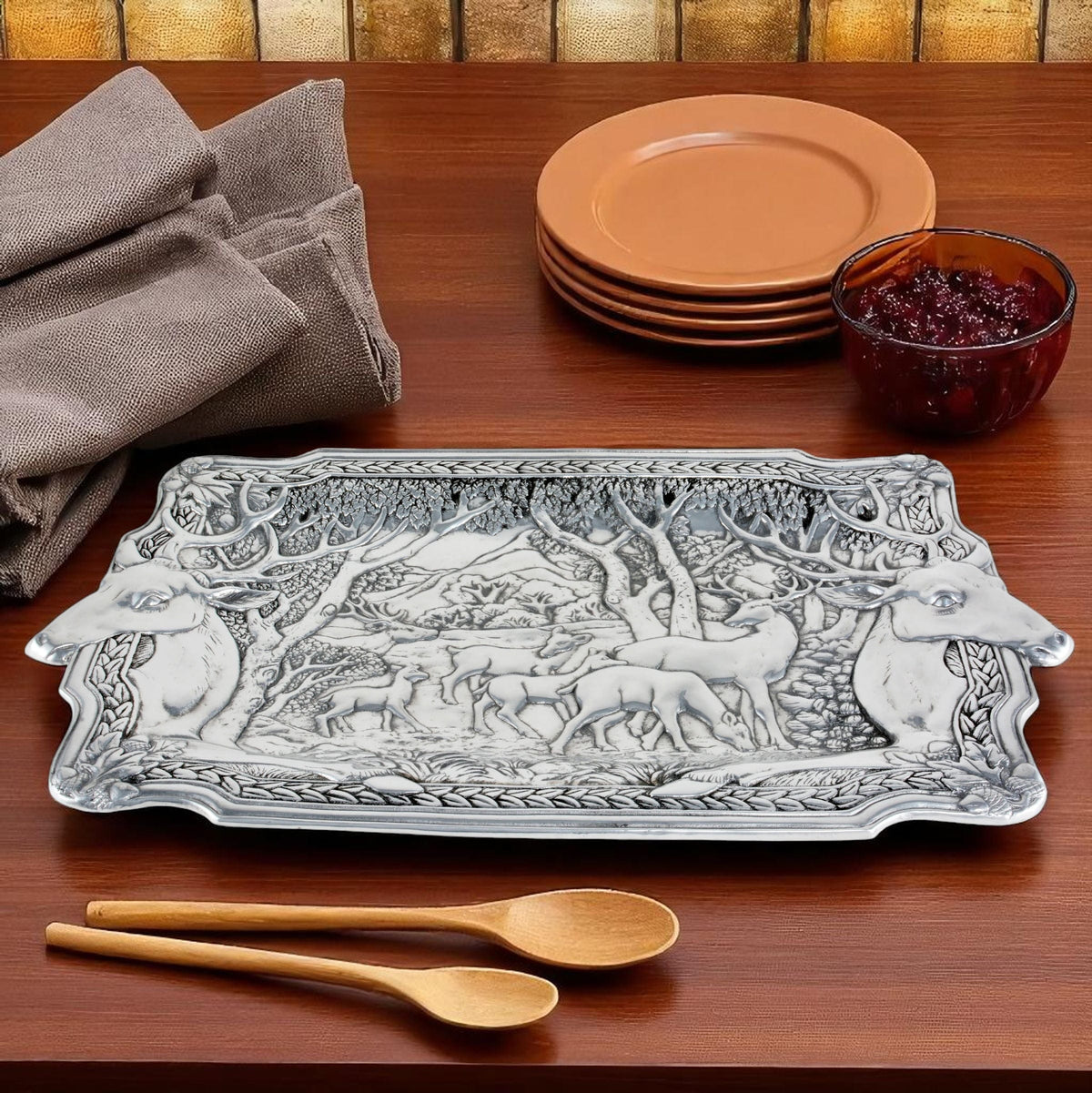 Arthur Court Antler Elk Herd Oblong Tray