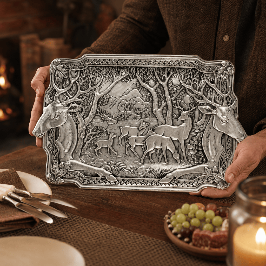 Arthur Court Antler Elk Herd Oblong Tray