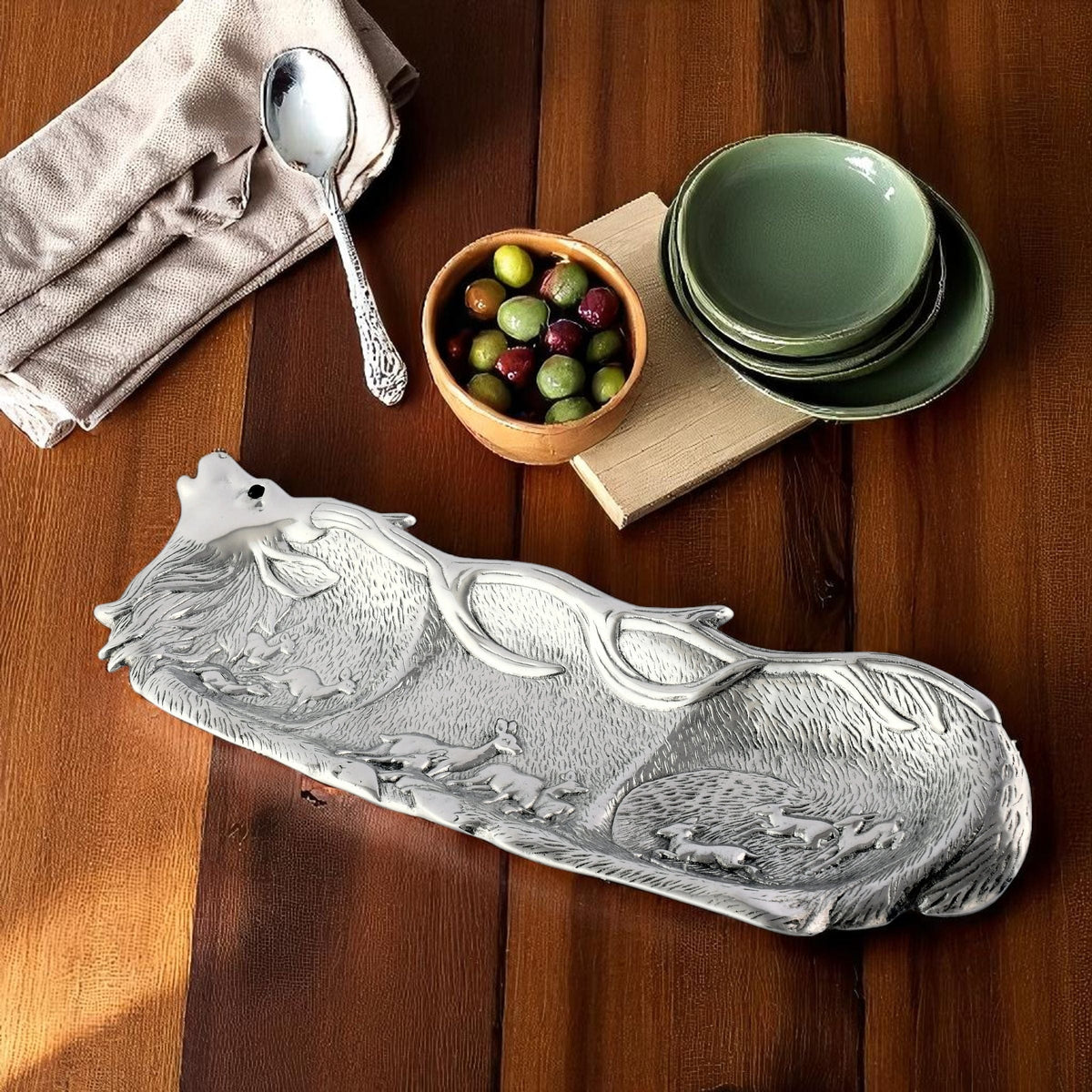 Arthur Court Antler Elk Herd Oblong Tray