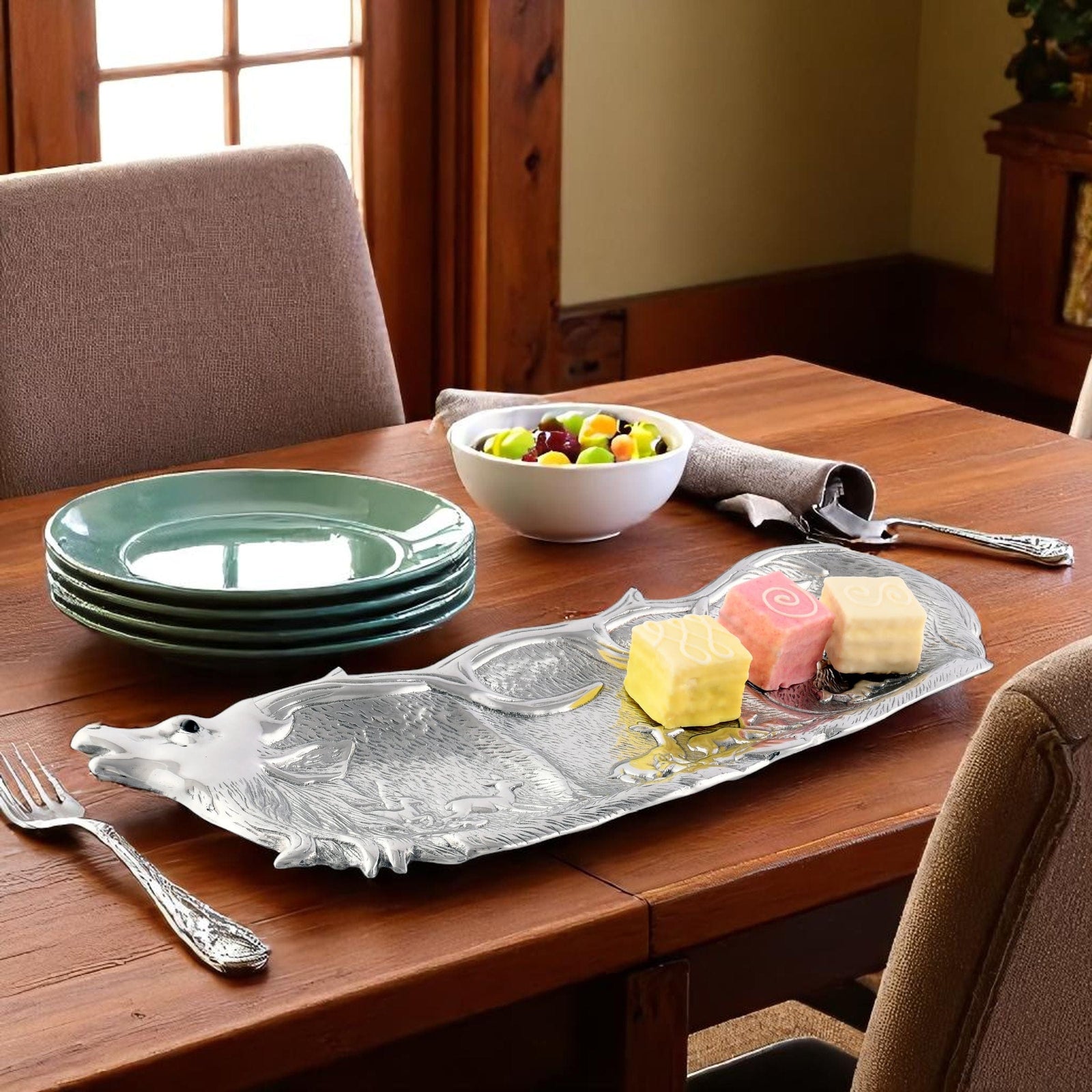Arthur Court Antler Elk Herd Oblong Tray