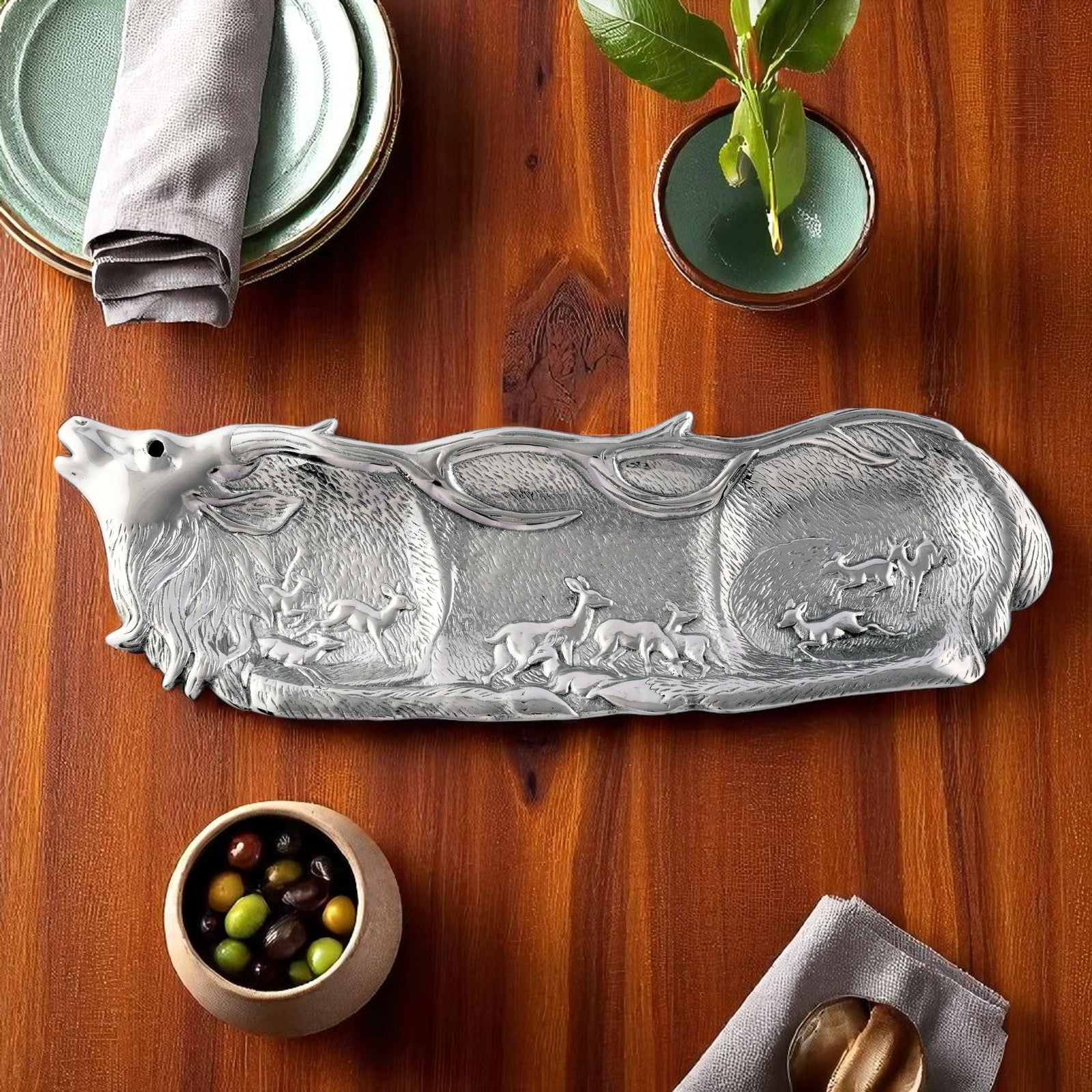 Arthur Court Antler Elk Herd Oblong Tray