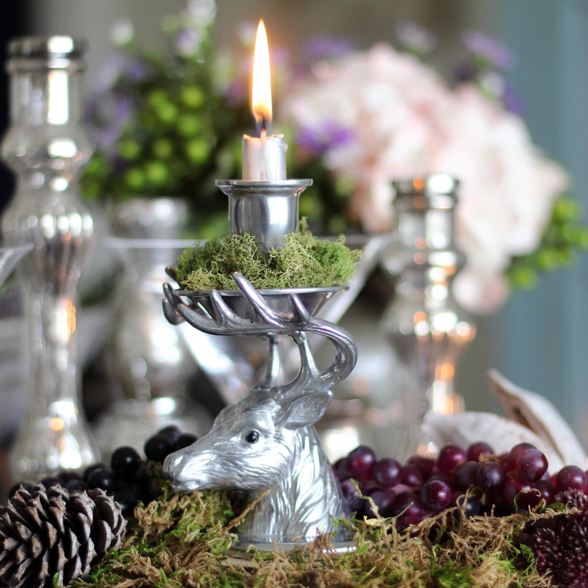 Arthur Court Antler Elk Taper Candle Holders