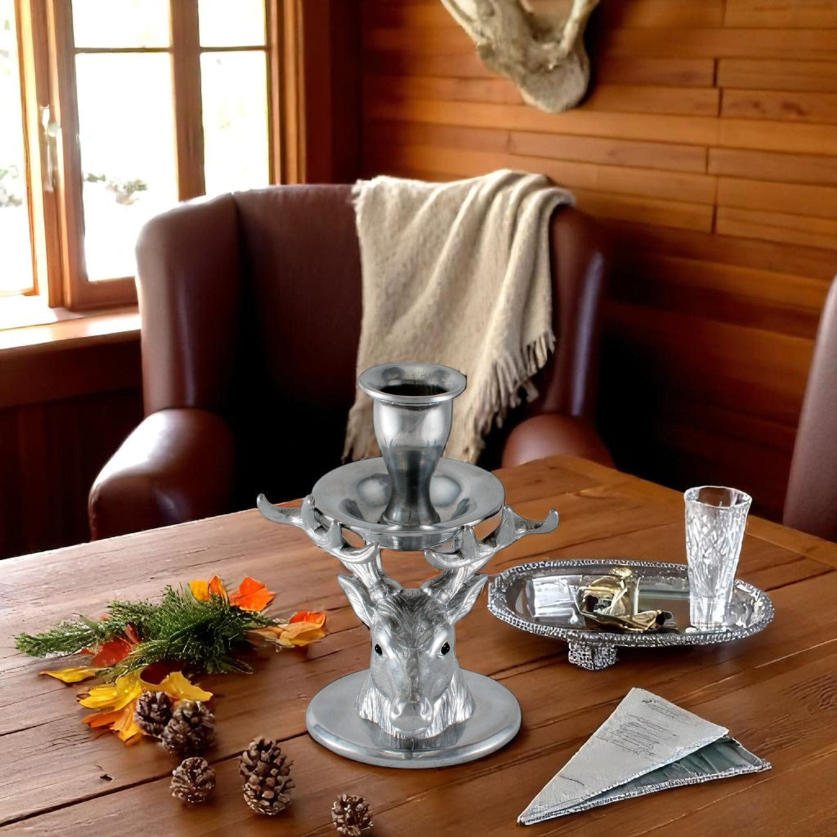 Arthur Court Antler Elk Taper Candle Holders