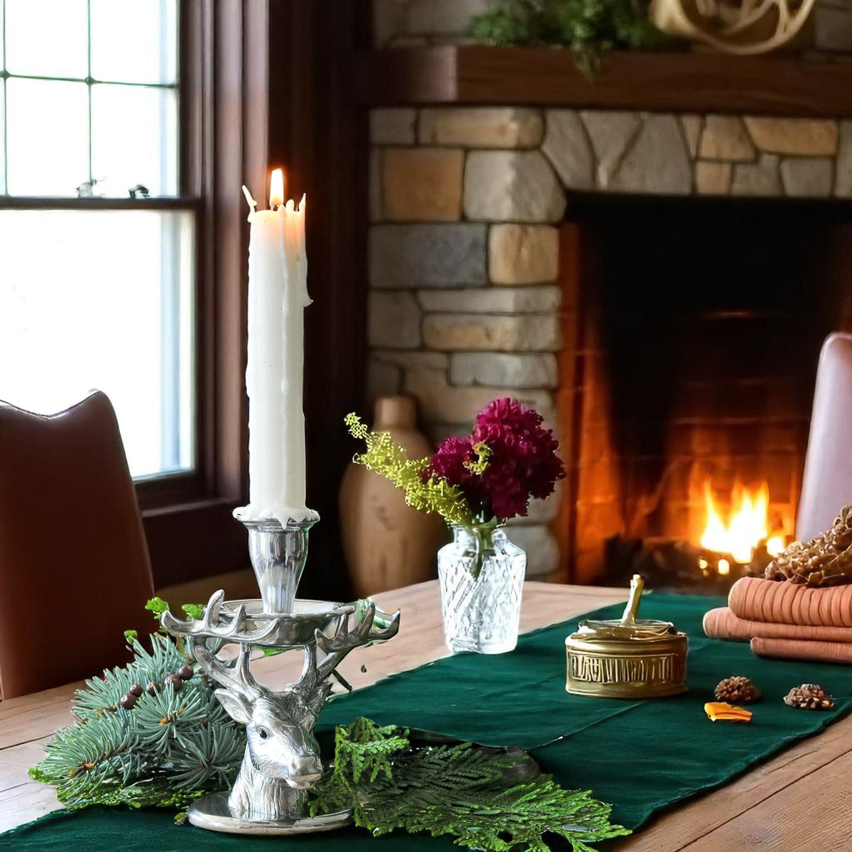 Arthur Court Antler Elk Taper Candle Holders