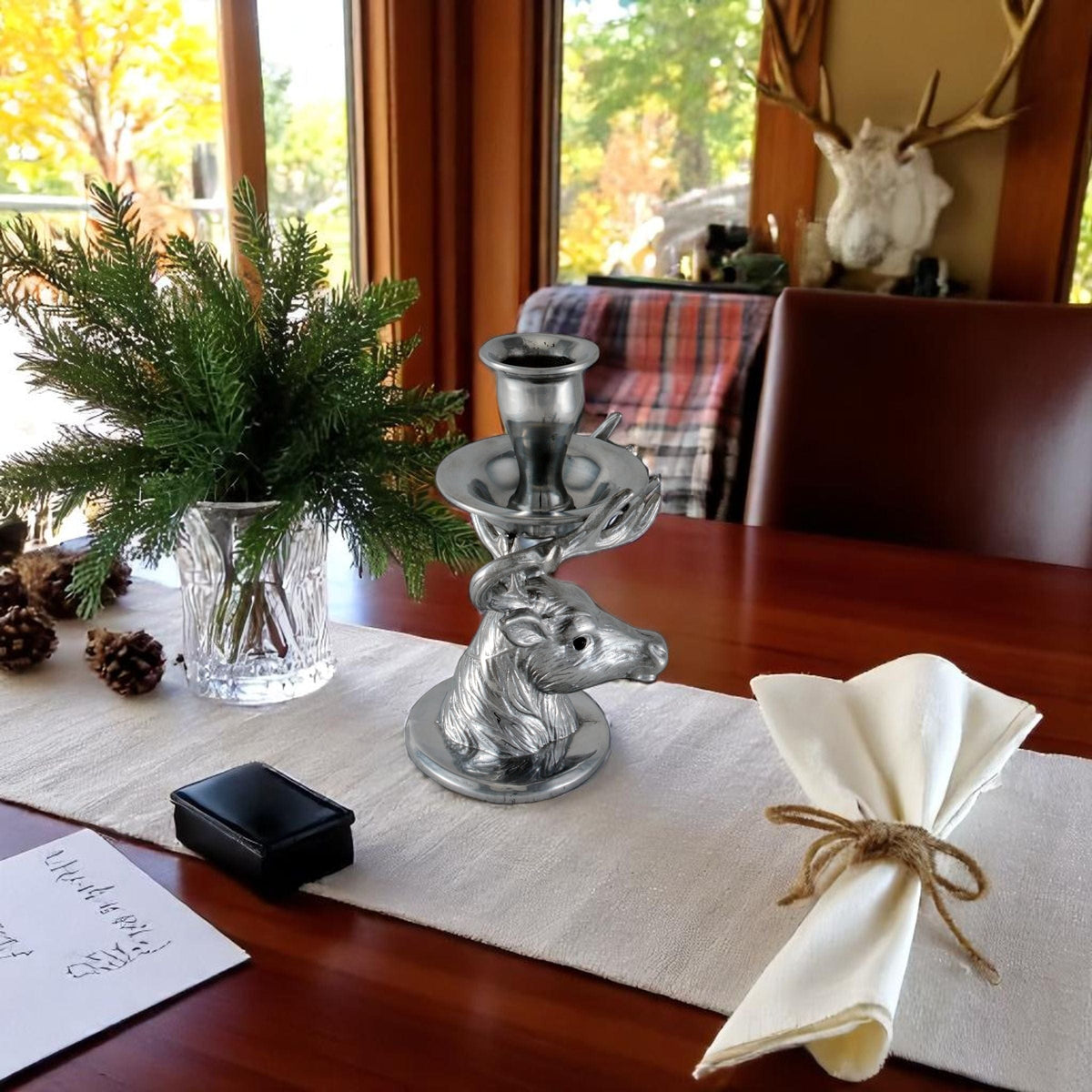 Arthur Court Antler Elk Taper Candle Holders