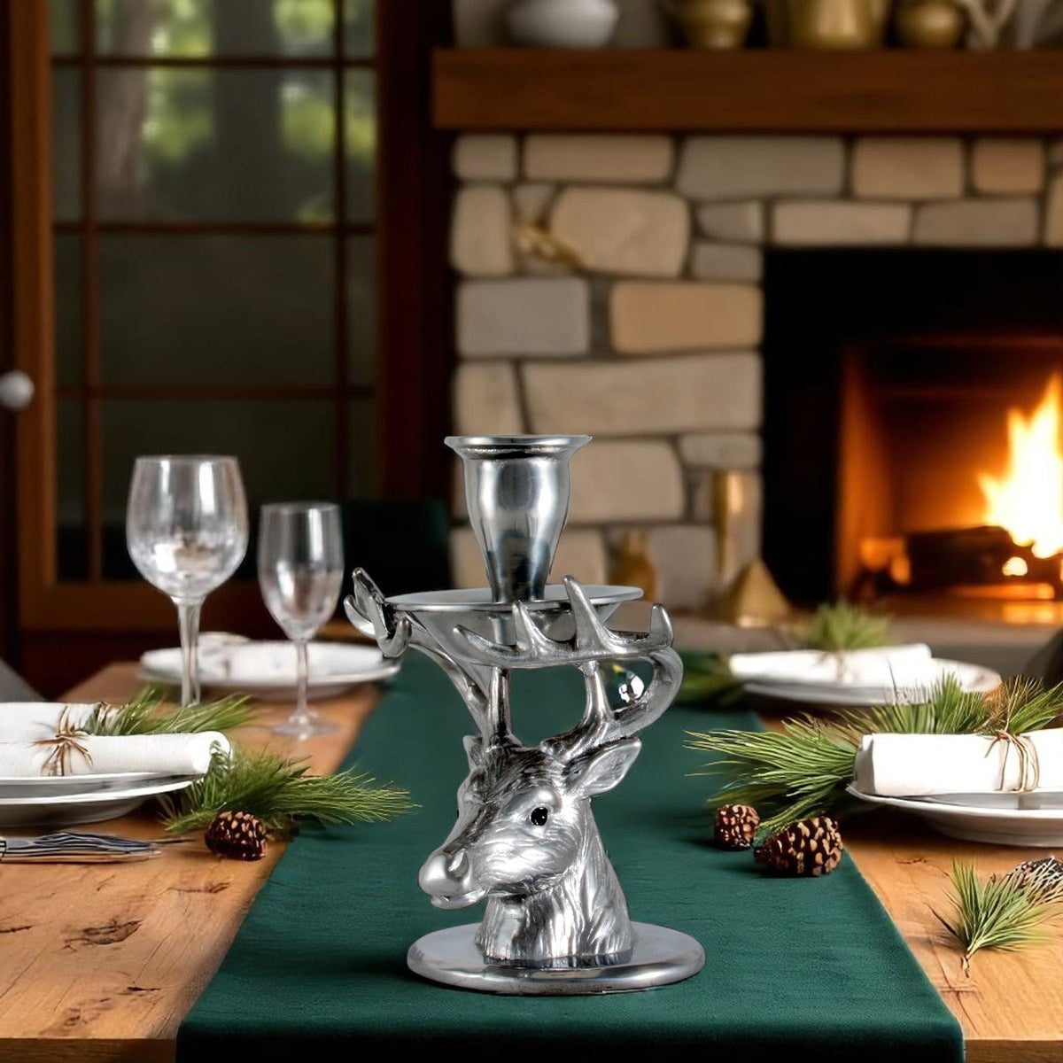 Arthur Court Antler Elk Taper Candle Holders