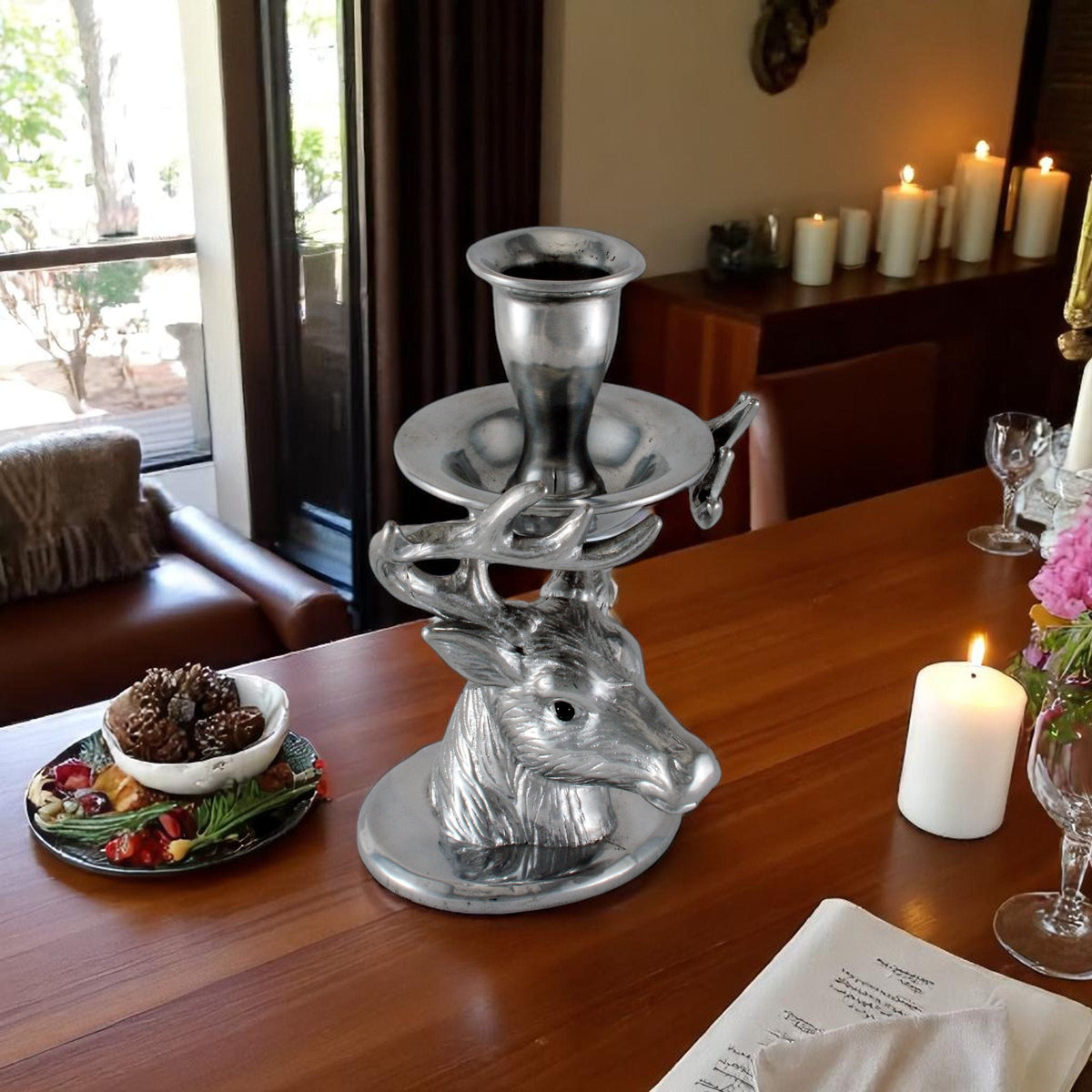 Arthur Court Antler Elk Taper Candle Holders