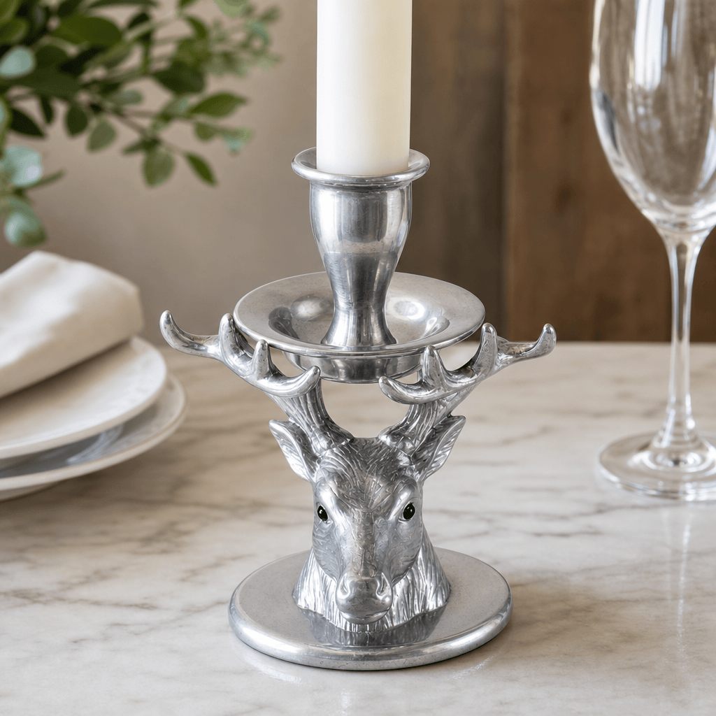Arthur Court Antler Elk Taper Candle Holders
