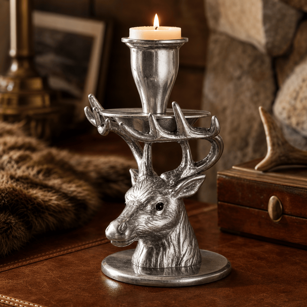 Arthur Court Antler Elk Taper Candle Holders