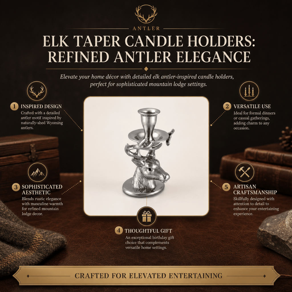 Arthur Court Antler Elk Taper Candle Holders