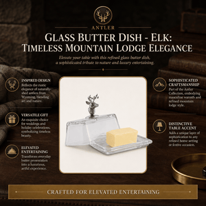 Arthur Court Antler Glass Butter Dish - Elk
