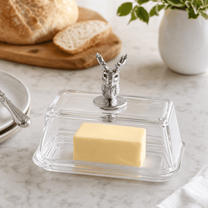 Arthur Court Antler Glass Butter Dish - Elk