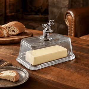 Arthur Court Antler Glass Butter Dish - Elk