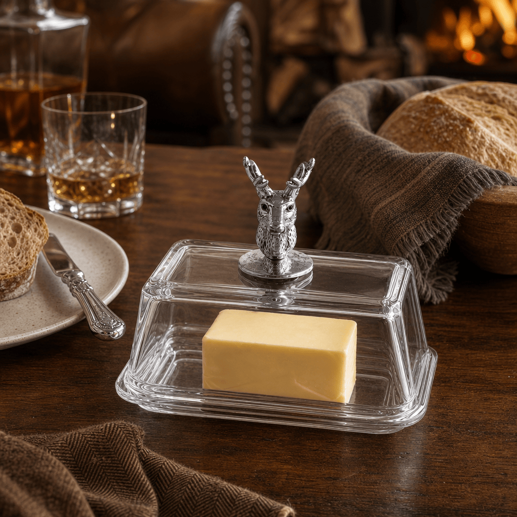 Arthur Court Antler Glass Butter Dish - Elk
