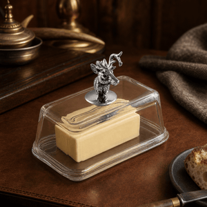 Arthur Court Antler Glass Butter Dish - Elk