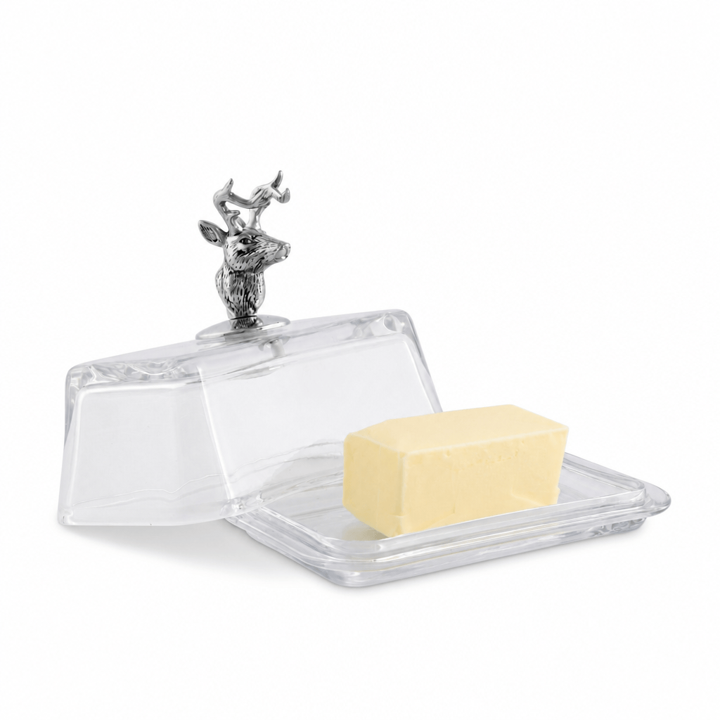 Arthur Court Antler Glass Butter Dish - Elk