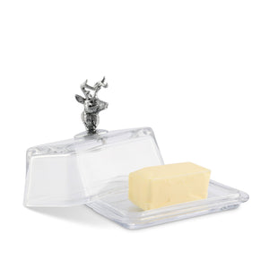 Arthur Court Antler Glass Butter Dish - Elk