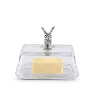 Arthur Court Antler Glass Butter Dish - Elk