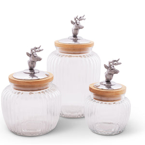 Arthur Court Antler Set of 3 Deer / Elk Knob Glass Canisters
