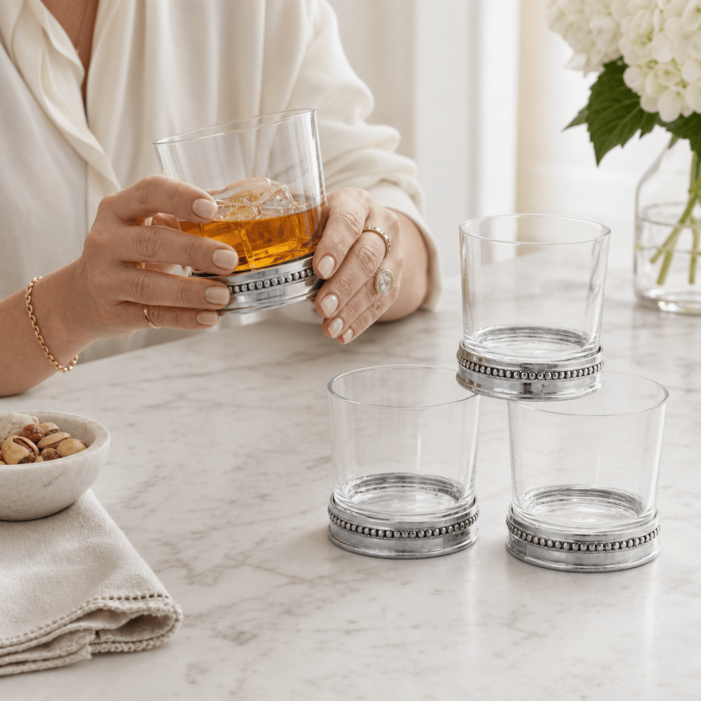 Arthur Court Bar Glasses Beaded Bar Glasses Set of 4